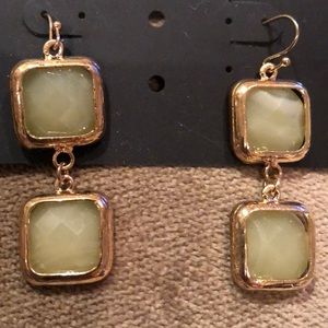 Faceted Acrylic Pale Green Gold-tone 2-pc Dangling set earrings